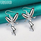 925 Silver Dancing Angel Drop Earrings Party Engagement Wedding
