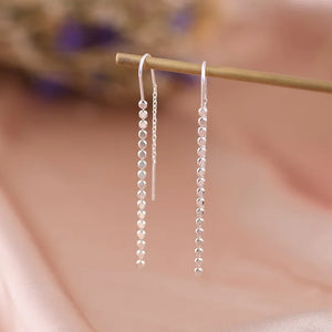 925 Silver Tassel Drop Earrings Women Minimalism Line Jewerlry