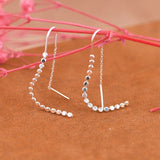 925 Silver Tassel Drop Earrings Women Minimalism Line Jewerlry
