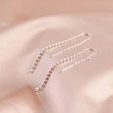 925 Silver Tassel Drop Earrings Women Minimalism Line Jewerlry