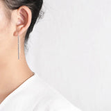 925 Silver Tassel Drop Earrings Women Minimalism Line Jewerlry