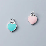 925 Silver Heart Charm Pink/Blue Drop Pendant DIY Jewelry