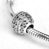 925 Silver Clear CZ Charm Beads DIY Bracelet Bangle Necklace