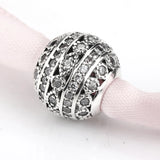 925 Silver Clear CZ Charm Beads DIY Bracelet Bangle Necklace