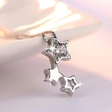 925 Silver CZ Crystal Star Pendant Necklace Women Wedding Party Gift