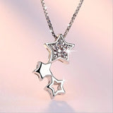 925 Silver CZ Star Pendant Necklace Women Choker