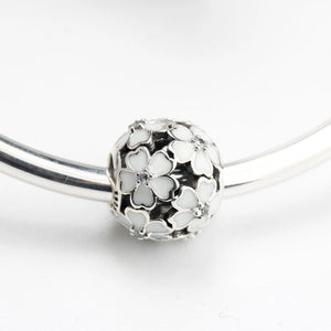 925 Silver Daisy Meadow Clip Charm Bracelet & Necklace DIY Jewelry