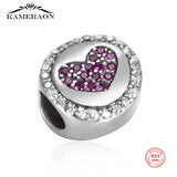 925 Silver Heart Shape Zircon Beads for Women Jewelry