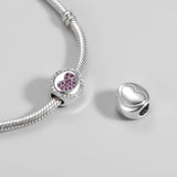 925 Silver Heart Shape Zircon Beads for Women Jewelry
