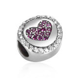 925 Silver Heart Shape Zircon Beads for Women Jewelry