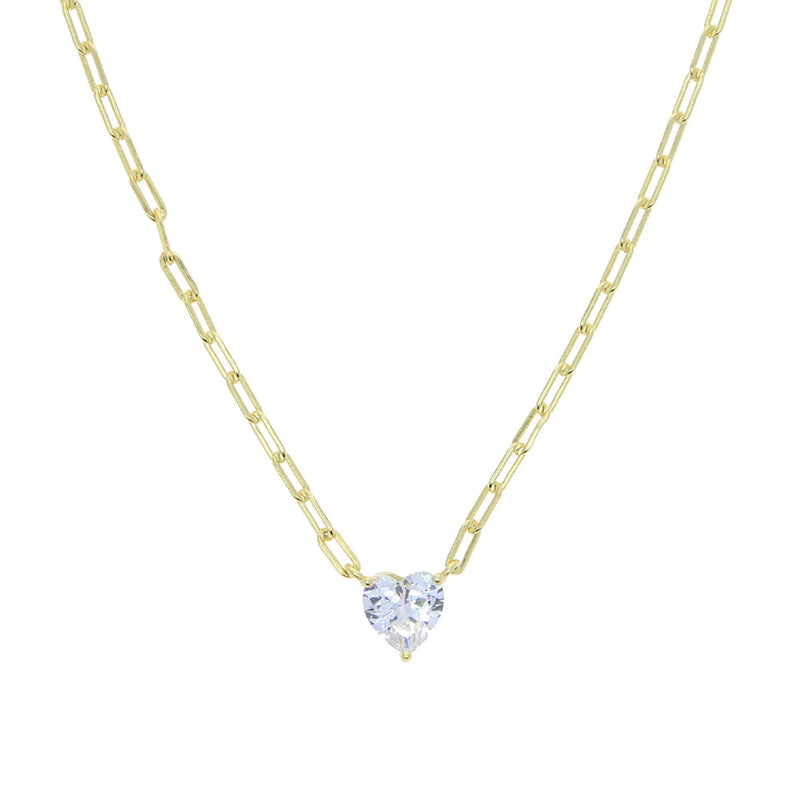 925 Silver Heart Zircon Pendant Necklace
