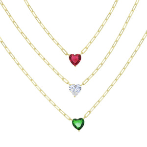 925 Silver Heart Zircon Pendant Necklace