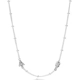 925 Silver Pink Butterfly Pan Necklace Women Wedding Gift