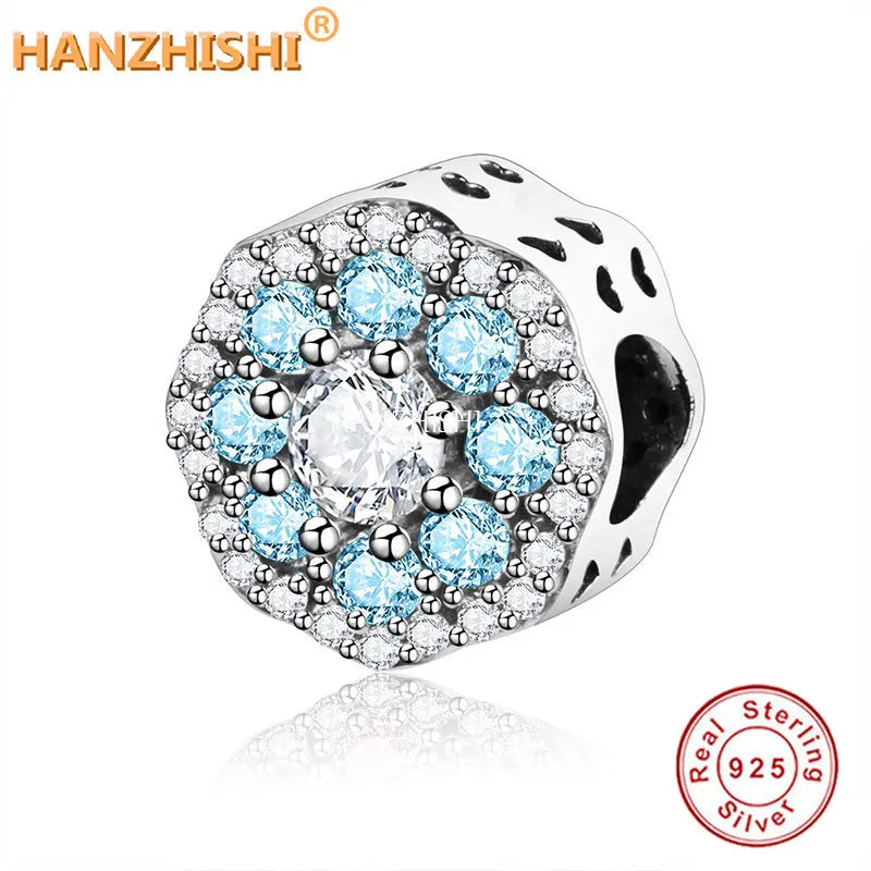 925 Silver Zircon Charm Beads for Jewelry
