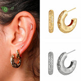 925 Silver 18K Square Geometric Small Hoop Earrings