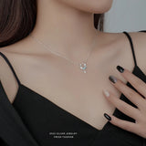 925 Silver Zircon Star Moon Pendant Necklace Gift Jewelry