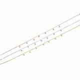 925 Silver Clear CZ Station Charm Choker Necklace Dainty Disco Dots Drip Drop
