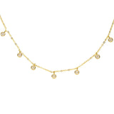 925 Silver Clear CZ Station Charm Choker Necklace Dainty Disco Dots Drip Drop