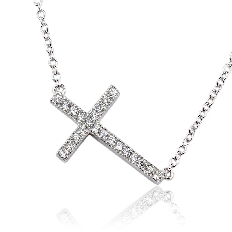 925 Silver Cross Pendant Necklace for Women P083