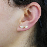 925 Silver Clear Cz Cluster Long Climber Earring