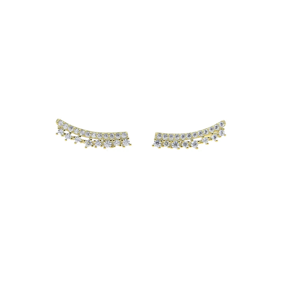 925 Silver Clear Cz Cluster Long Climber Earring