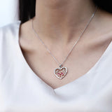 925 Silver Flamingos Heart Pendant Necklace Always with You Jewelry