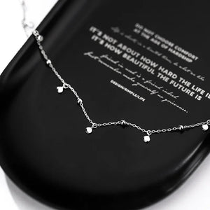 925 Silver Delicate Bead Discs Choker Necklace for Women