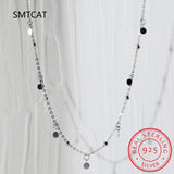 925 Silver Bead Discs Choker Necklace Women Party Clavicle Chain Necklace