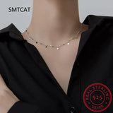 925 Silver Bead Discs Choker Necklace Women Party Clavicle Chain Necklace