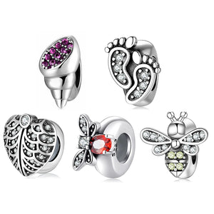 925 Silver Bee Crystal CZ Stopper Spacer Beads European DIY Bracelet