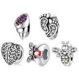 925 Silver Bee Crystal CZ Stopper Spacer Beads European DIY Bracelet