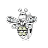 925 Silver Bee Crystal CZ Stopper Spacer Beads European DIY Bracelet