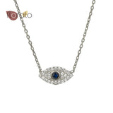 925 Silver Demon Eye/Crystal Moon Pendant Necklace Zircon Jewelry