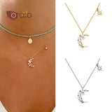 925 Silver Demon Eye/Crystal Moon Pendant Necklace Zircon Jewelry