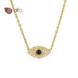 925 Silver Demon Eye/Crystal Moon Pendant Necklace Zircon Jewelry