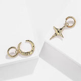 925 Silver CZ Drop Earrings Women Star Moon Asymmetric