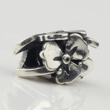 925 Silver Flower Charm Bead Fits European Bracelet