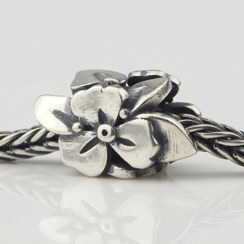 925 Silver Flower Charm Bead Fits European Bracelet
