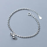 925 Sterling Silver Diamond-Cut Round Bead Ball Chain Anklets