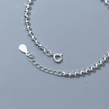925 Sterling Silver Diamond-Cut Round Bead Ball Chain Anklets