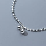 925 Sterling Silver Diamond-Cut Round Bead Ball Chain Anklets