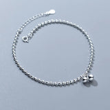 925 Sterling Silver Diamond-Cut Round Bead Ball Chain Anklets