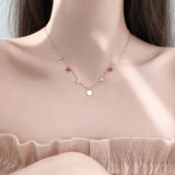 925 Silver Diamond Zircon Pendant Discs Necklace for Wedding
