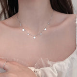 925 Silver Diamond Zircon Pendant Discs Necklace for Wedding