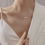 925 Silver Diamond Heartbeat Necklace for Women Clavicle Chain