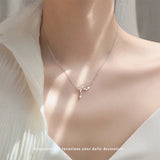 925 Silver Diamond Heartbeat Necklace for Women Clavicle Chain