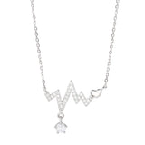925 Silver Diamond Heartbeat Necklace for Women Clavicle Chain