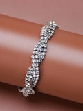 925 Sterling Silver Diamond Hemp Flowers Bracelet for Women