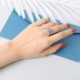925 Silver Diamond Open Rings Set Women Wedding Bridal Jewelry Accessories