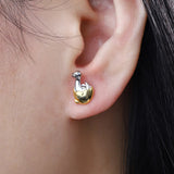 925 Silver Dinosaur Egg Stud Earrings Animal Jewelry Gift